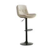 Swivel Beige Faux Leather Bucket Adjustable Bar Stool Image - 13