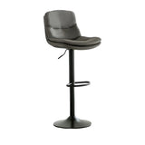 Swivel Beige Faux Leather Bucket Adjustable Bar Stool Image - 14