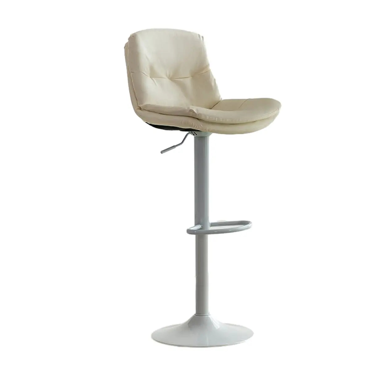 Swivel Beige Faux Leather Bucket Adjustable Bar Stool Image - 8