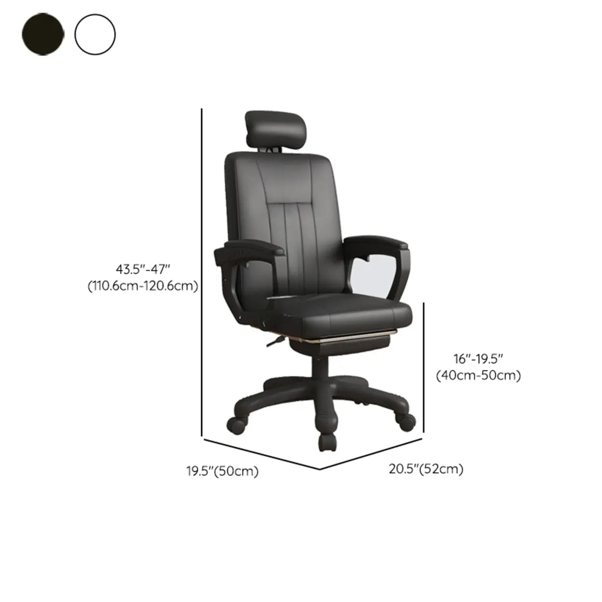 Swivel Black Faux Leather Ergonomic Office Task Chair 