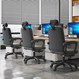 Swivel Black Faux Leather Ergonomic Office Task Chair Image - 3