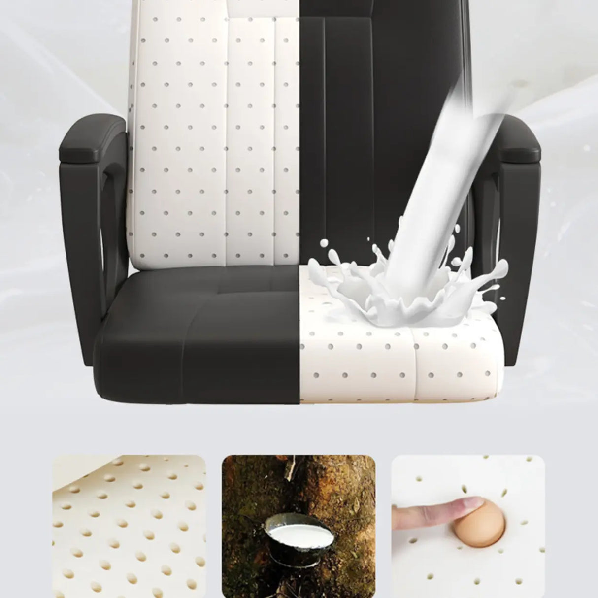 Swivel Black Faux Leather Ergonomic Office Task Chair Image - 4