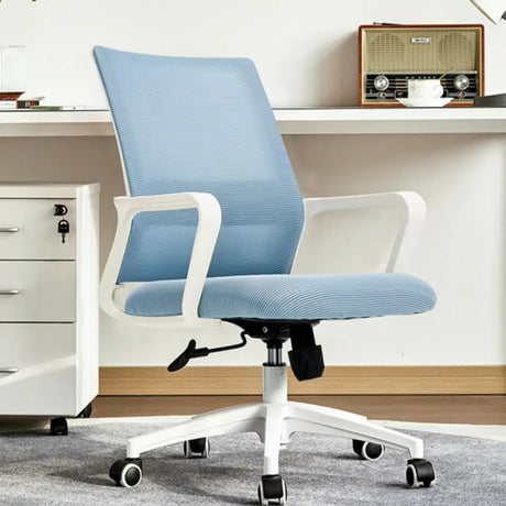 Swivel Blue Adjustable Tilt Mesh Upholstered Office Chair Image - 1