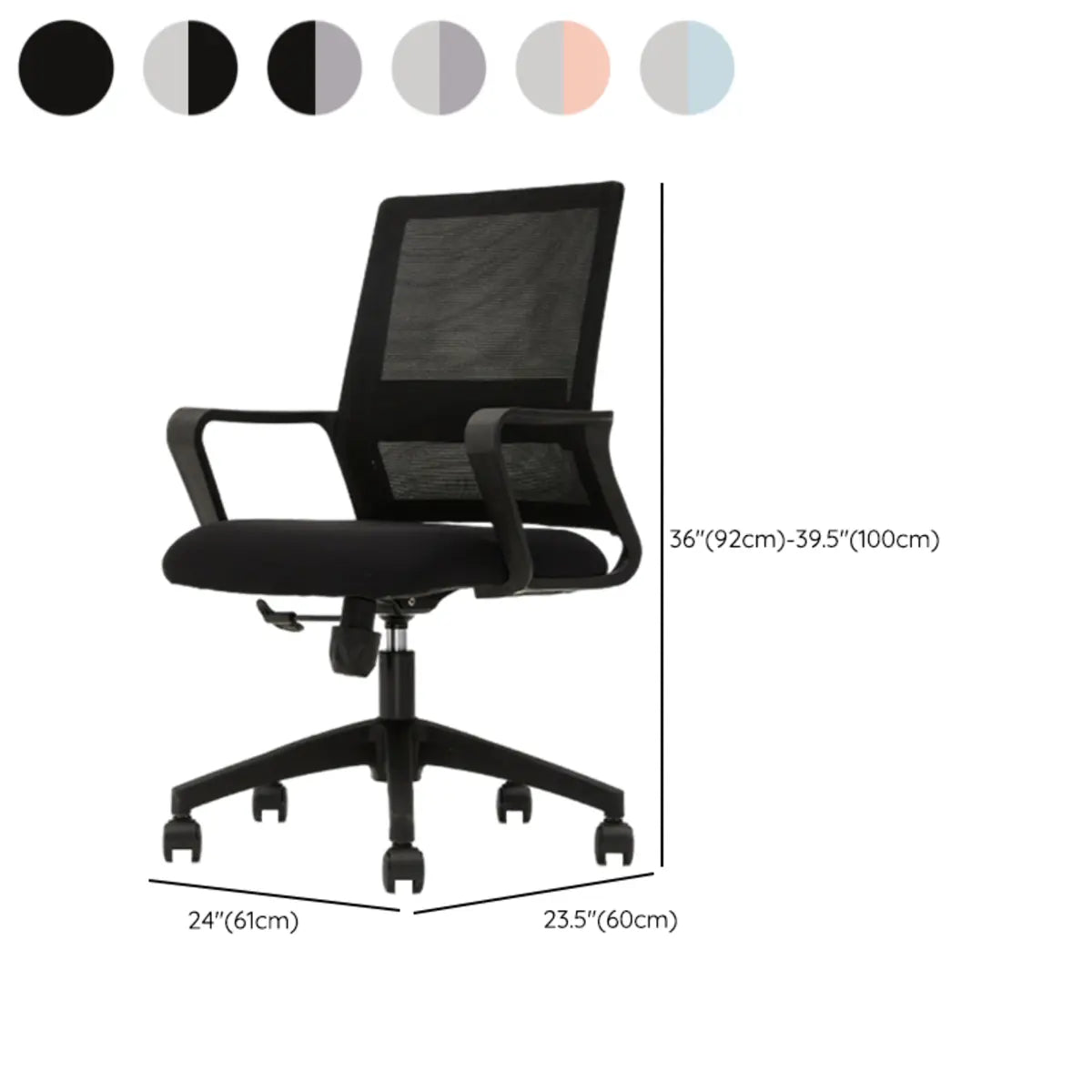 Swivel Blue Adjustable Tilt Mesh Upholstered Office Chair 