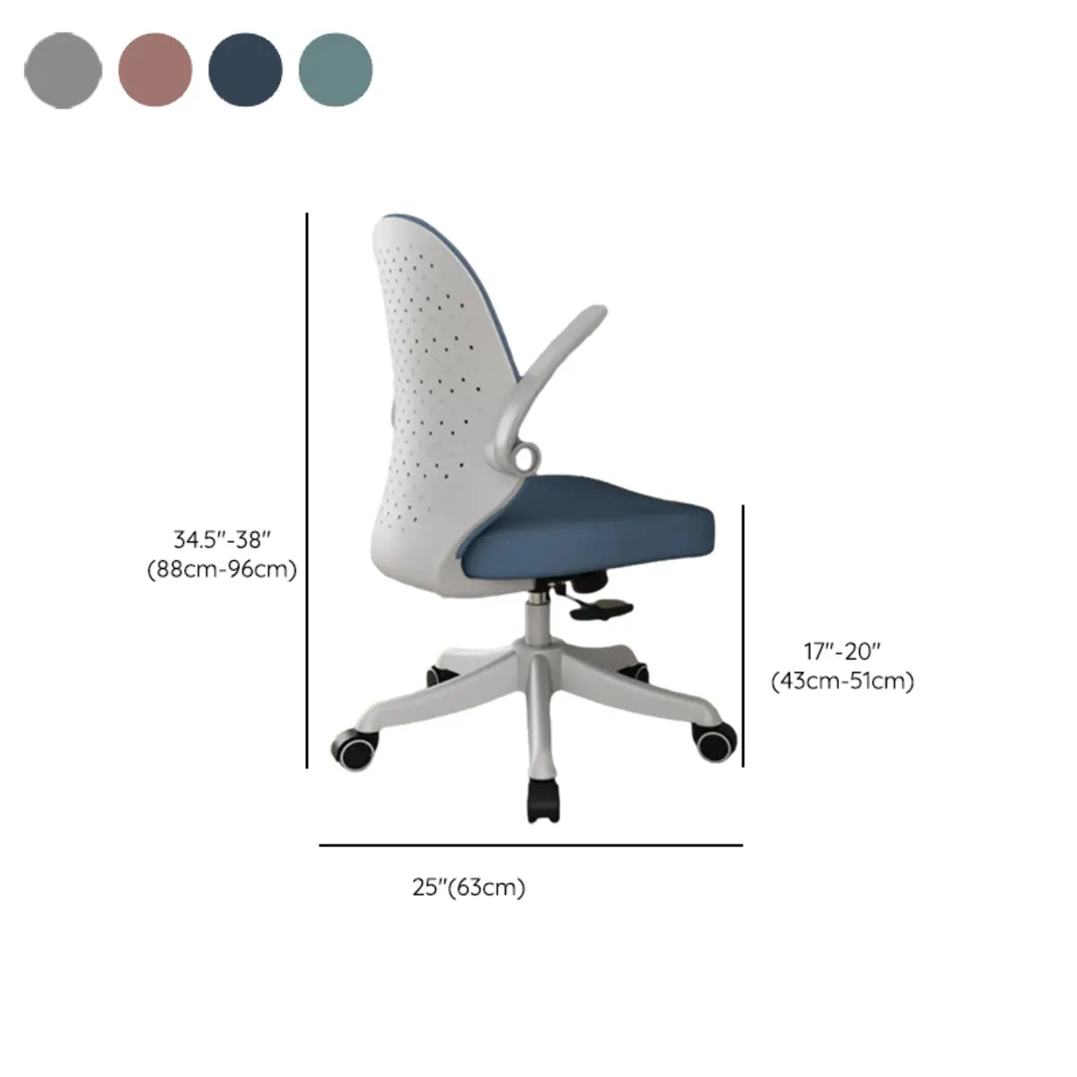 Swivel Blue Ergonomic Fabric Office Chair with Casters 