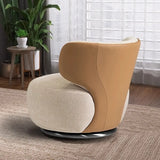 Swivel Cotton Linen Fixed Back Textured Side Chair Image - 4