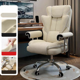 Swivel Cream Ergonomic Leather Adjustable Office Chair Image - 13