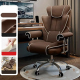 Swivel Cream Ergonomic Leather Adjustable Office Chair Image - 15