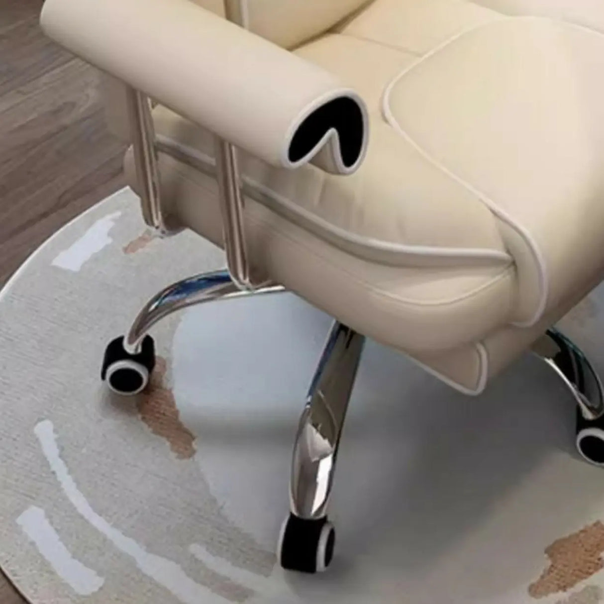 Swivel Cream Ergonomic Leather Adjustable Office Chair Image - 16