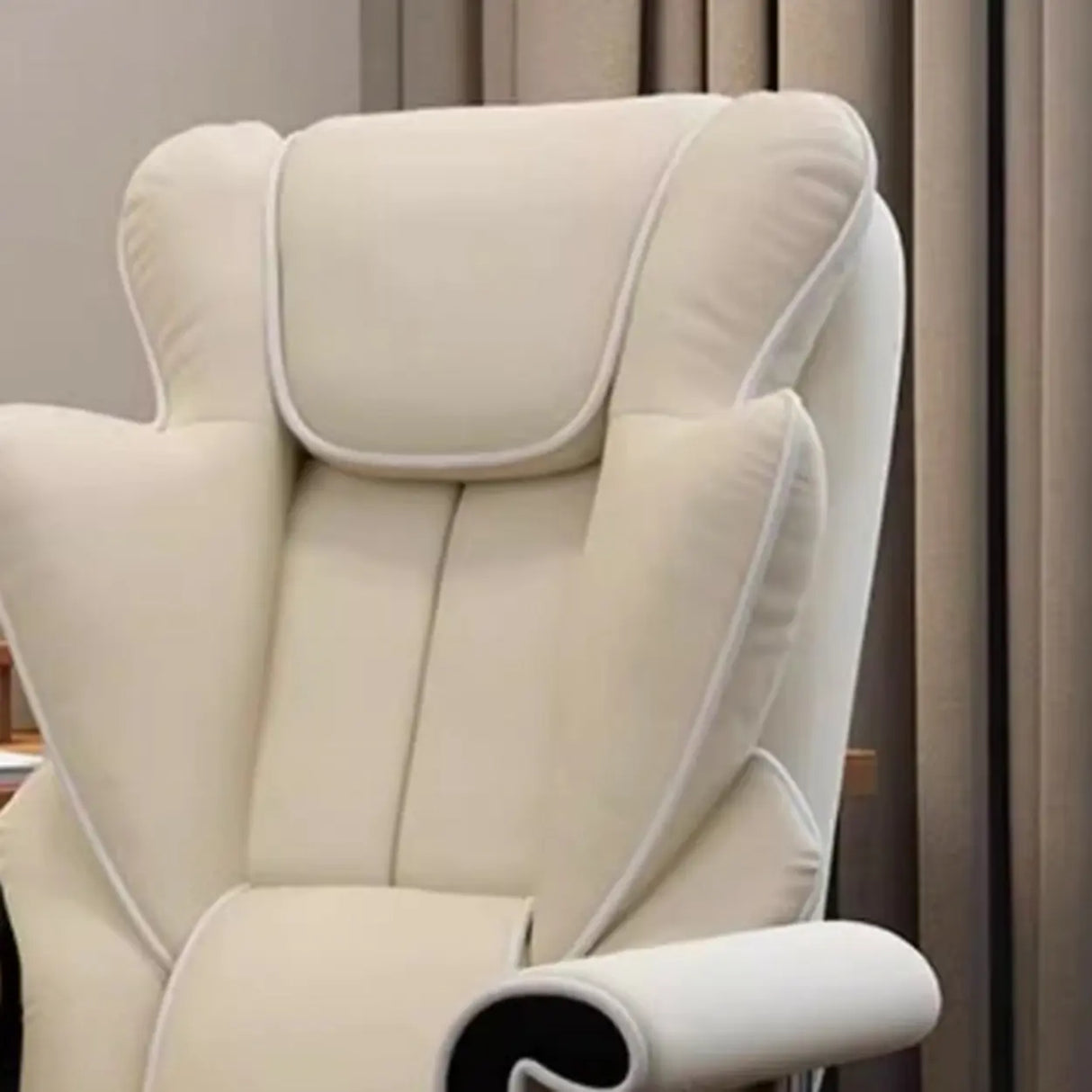 Swivel Cream Ergonomic Leather Adjustable Office Chair Image - 17