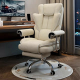 Swivel Cream Ergonomic Leather Adjustable Office Chair Image - 4