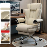 Swivel Cream Ergonomic Leather Adjustable Office Chair Image - 6