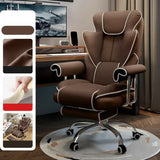 Swivel Cream Ergonomic Leather Adjustable Office Chair Image - 7