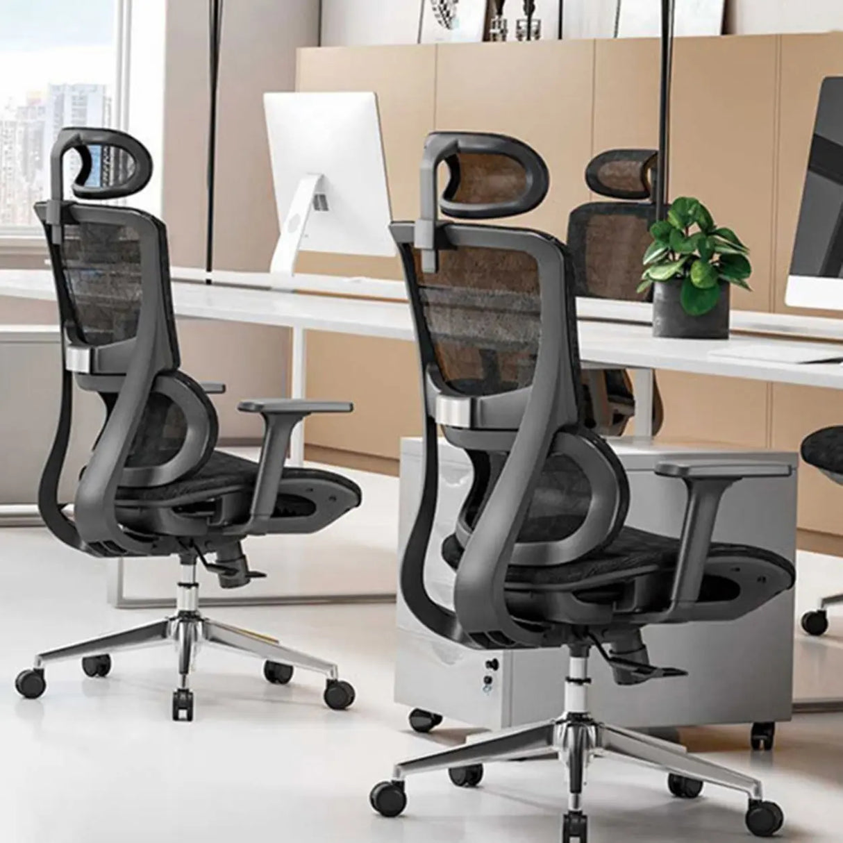 Swivel Ergonomic Black Mesh Lumbar Support Office Chair Image - 6