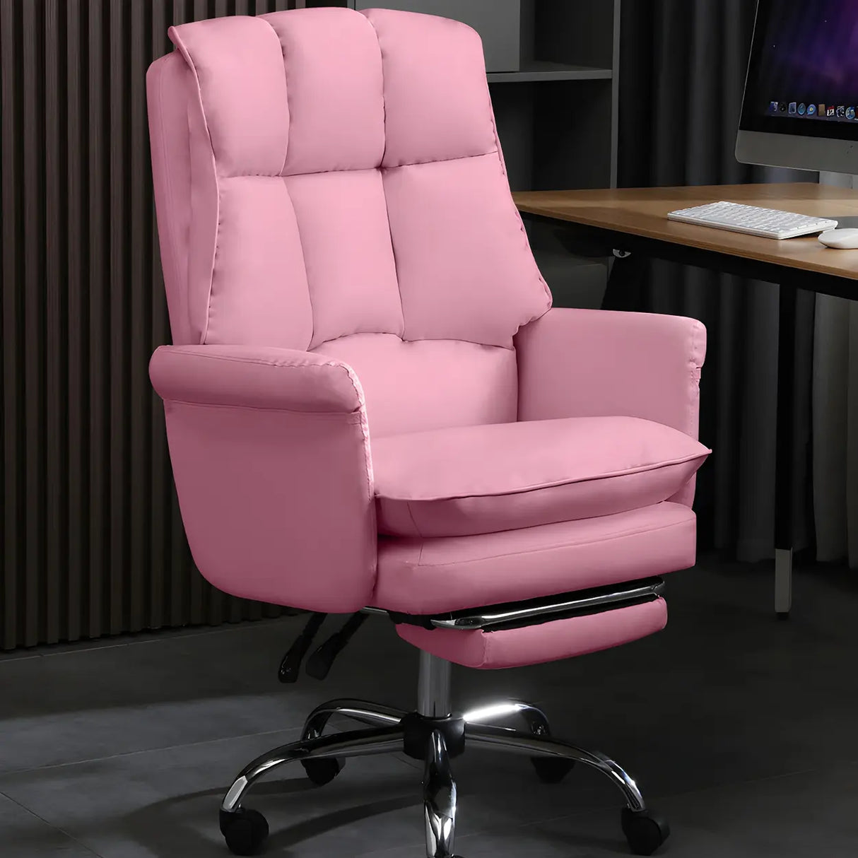 Swivel Ergonomic Leather Adjustable Footrest Office Chair Image - 8