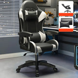 Swivel Ergonomic Leather Lumbar Pillow Gaming Office Chair Image - 11