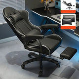 Swivel Ergonomic Leather Lumbar Pillow Gaming Office Chair Image - 15
