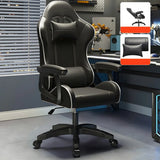 Swivel Ergonomic Leather Lumbar Pillow Gaming Office Chair Image - 19