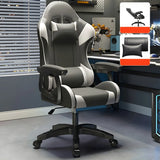 Swivel Ergonomic Leather Lumbar Pillow Gaming Office Chair Image - 21