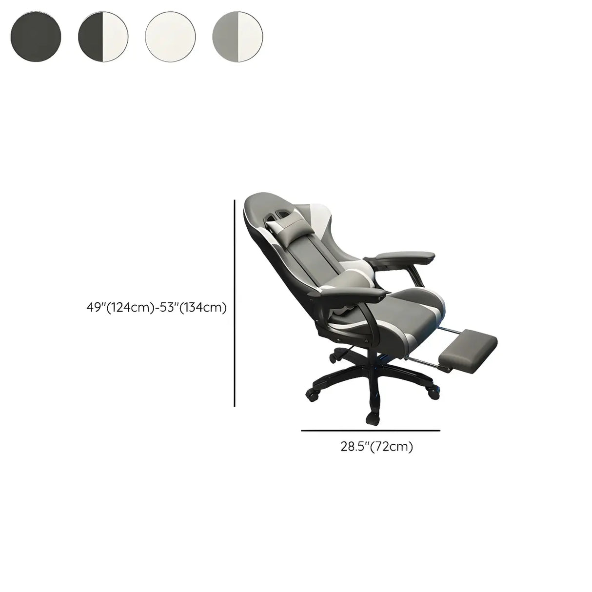 Swivel Ergonomic Leather Lumbar Pillow Gaming Office Chair Image - 24