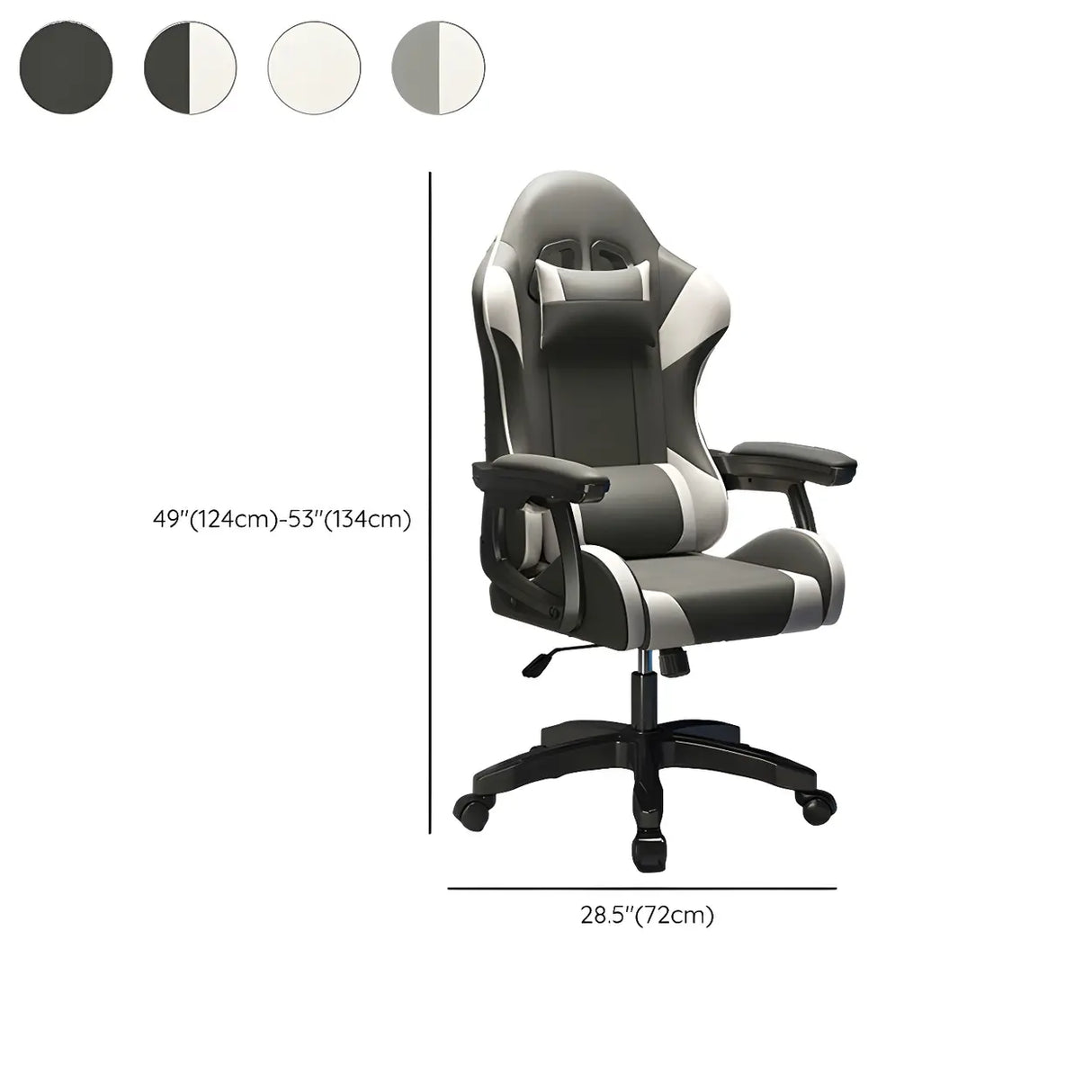Swivel Ergonomic Leather Lumbar Pillow Gaming Office Chair Image - 25