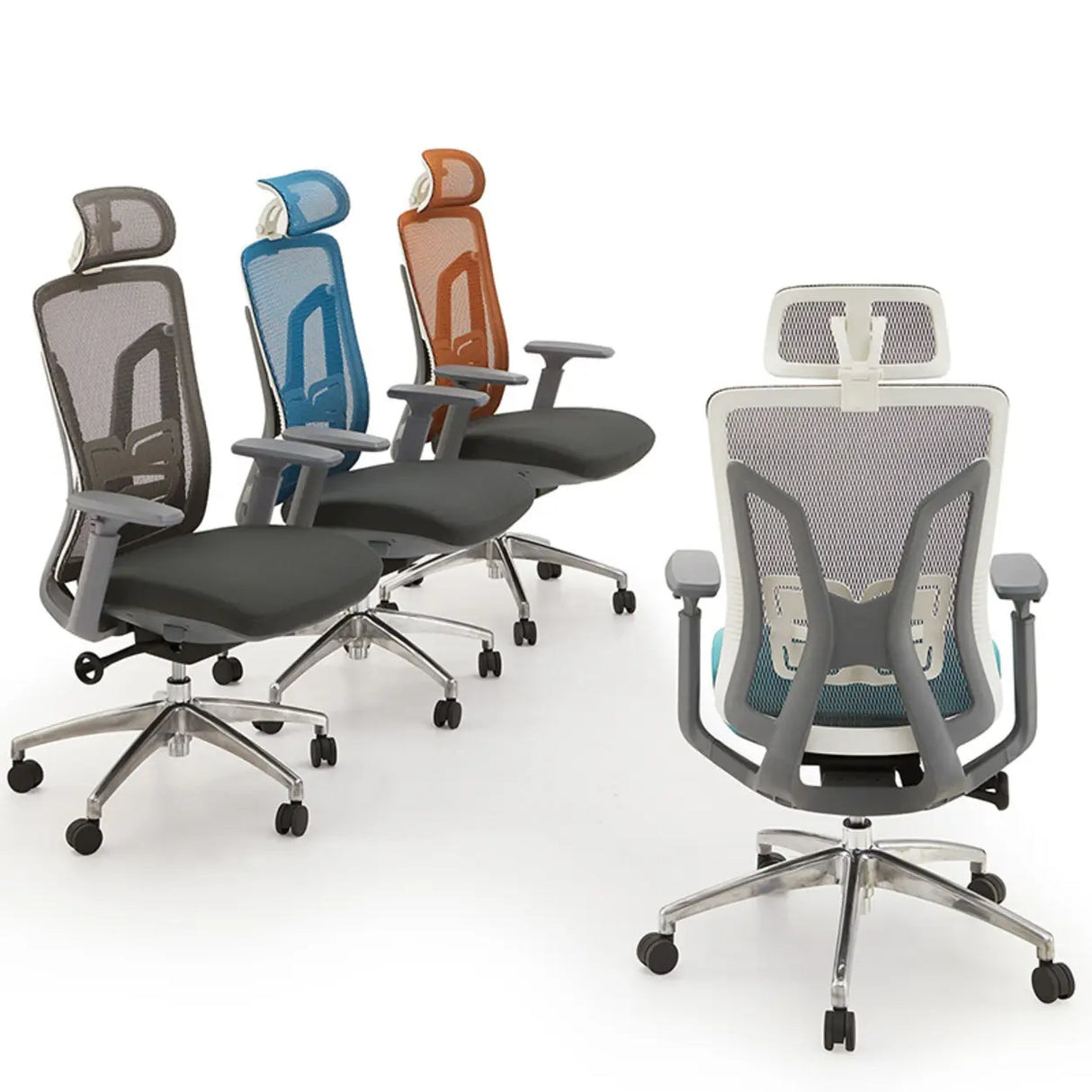 Swivel Ergonomic Mesh Adjustable Office Chair with Lumbar Image - 4