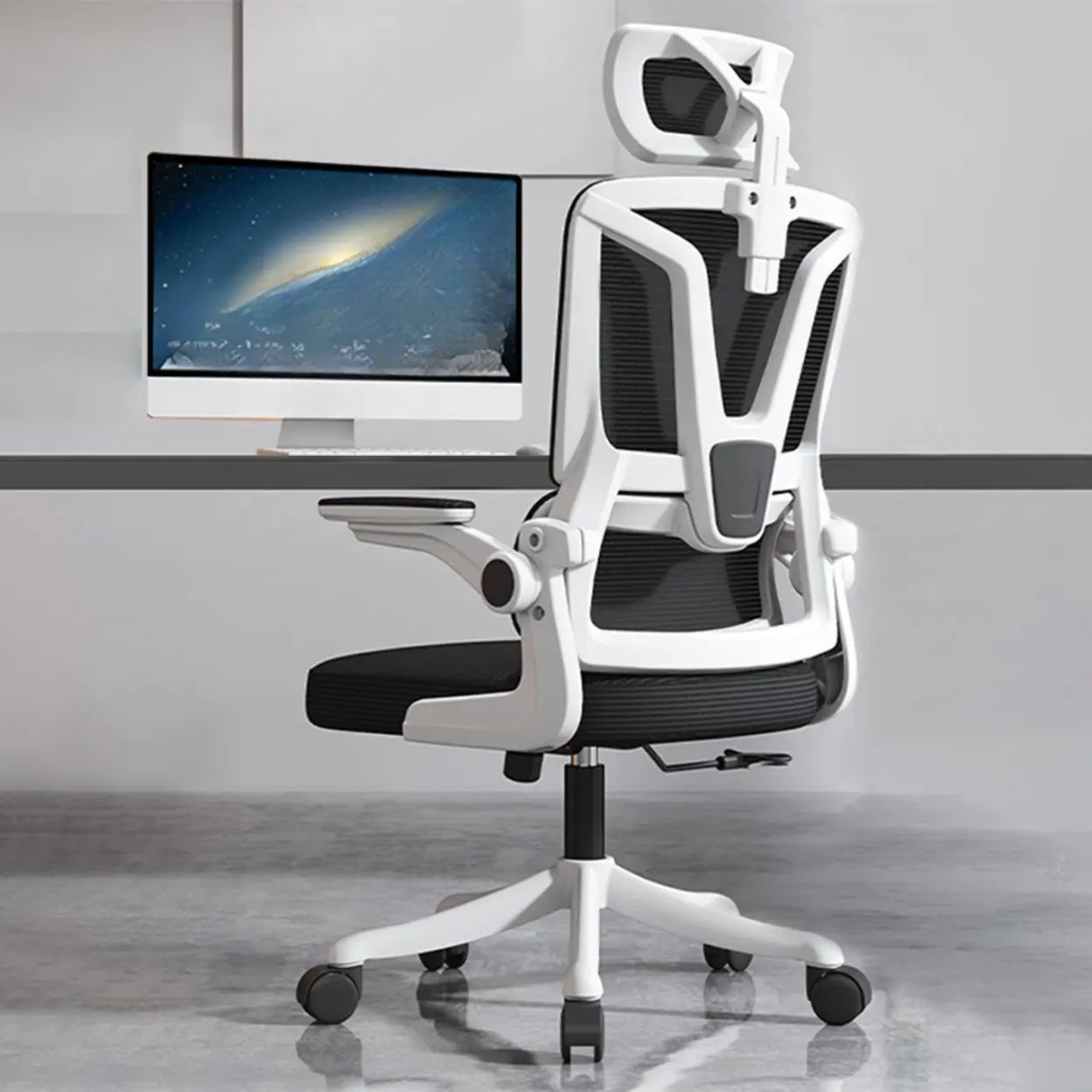 Swivel Ergonomic Mesh Headrest and Armrest Office Chair Image - 1