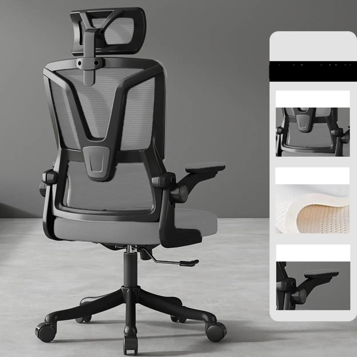 Swivel Ergonomic Mesh Headrest and Armrest Office Chair Image - 11
