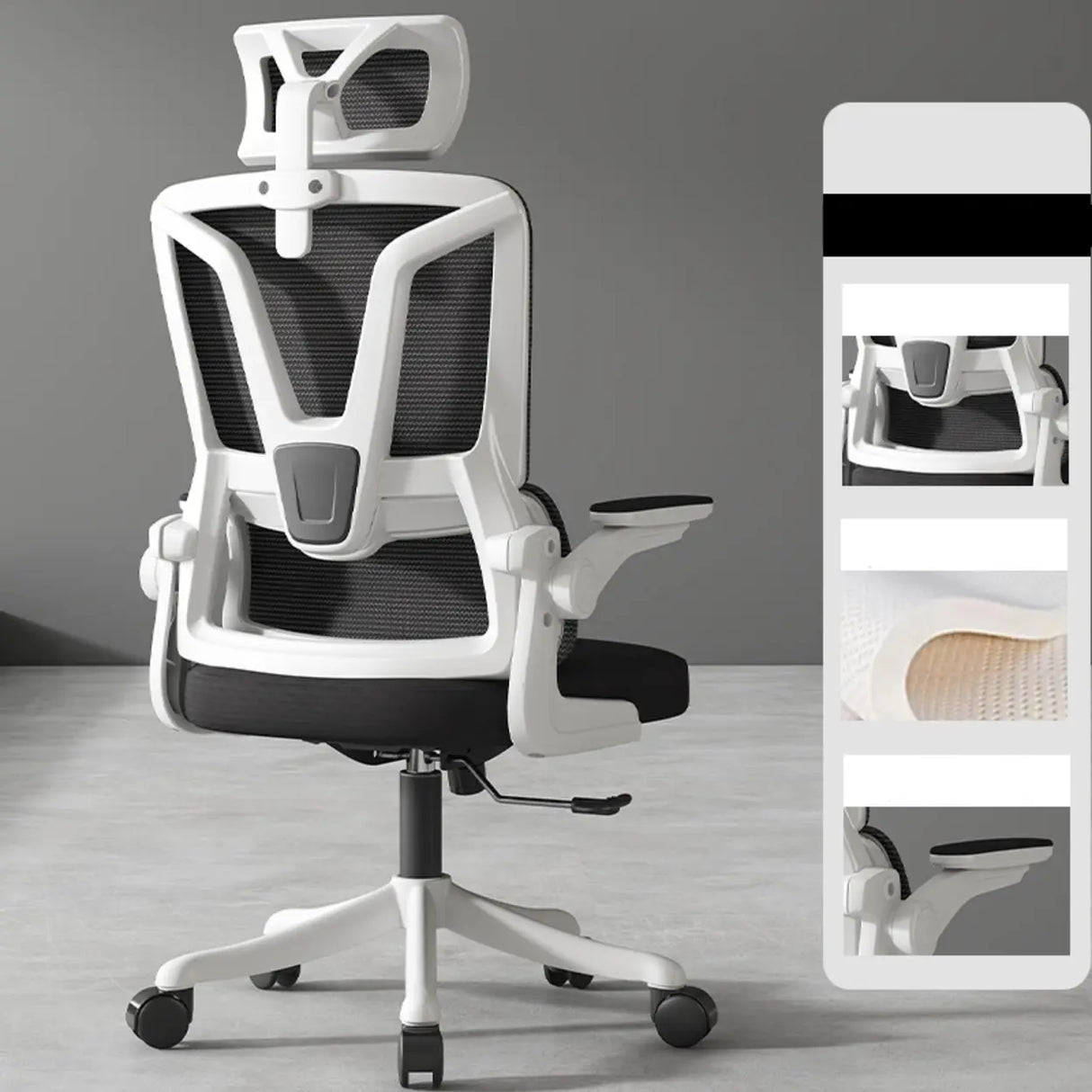 Swivel Ergonomic Mesh Headrest and Armrest Office Chair Image - 14