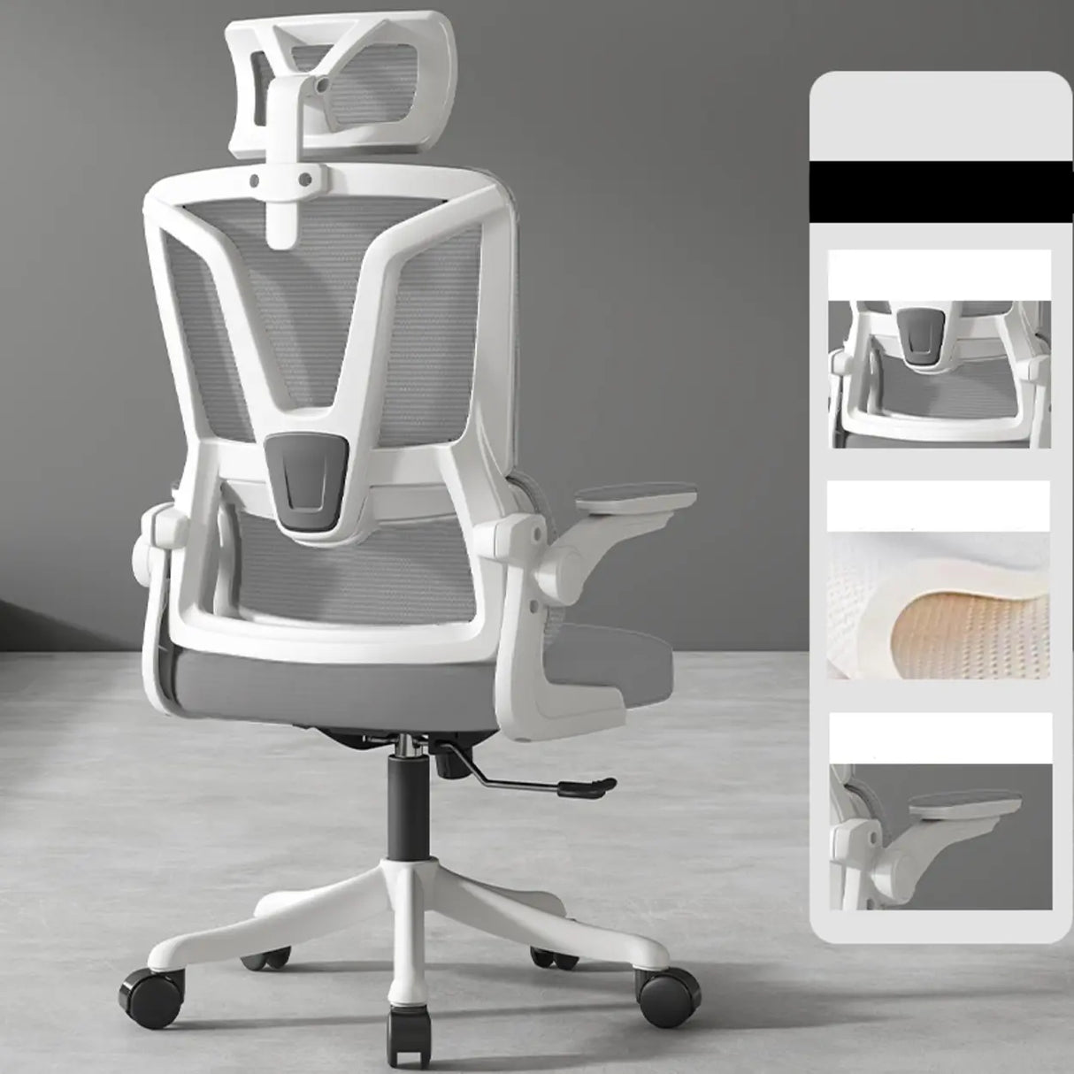 Swivel Ergonomic Mesh Headrest and Armrest Office Chair Image - 15
