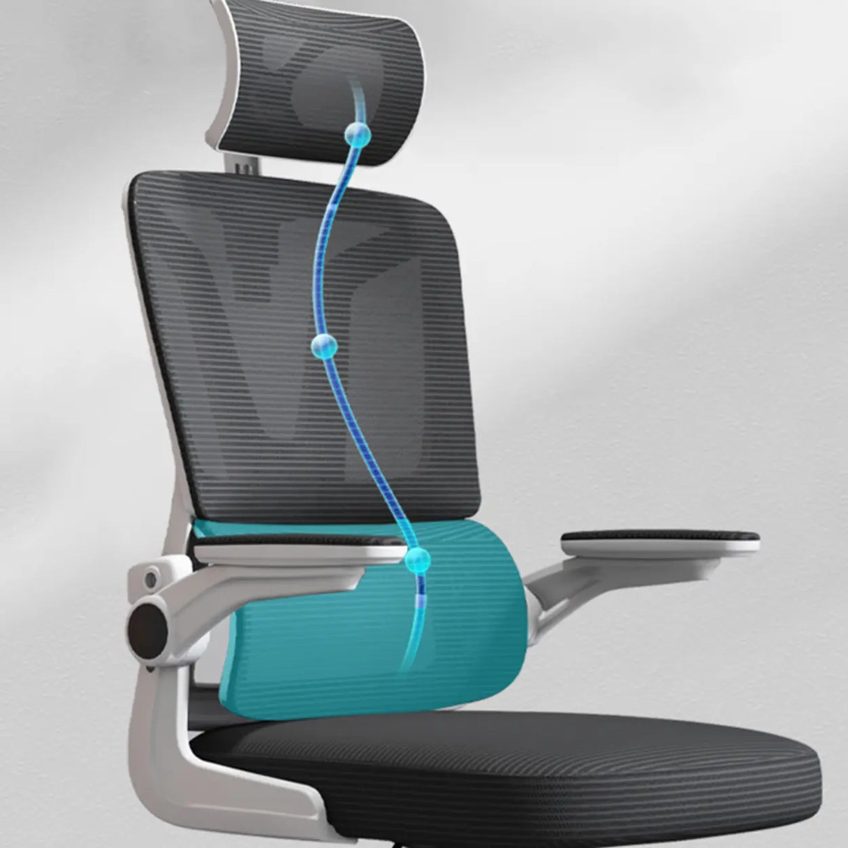 Swivel Ergonomic Mesh Headrest and Armrest Office Chair Image - 17