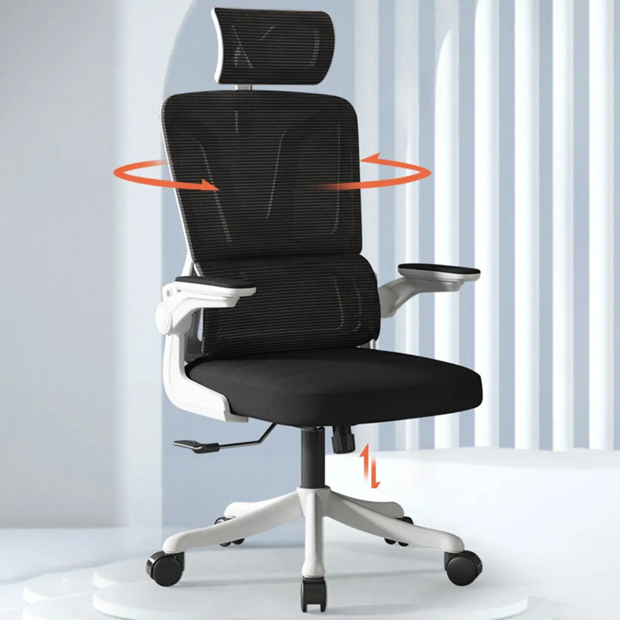 Swivel Ergonomic Mesh Headrest and Armrest Office Chair Image - 6