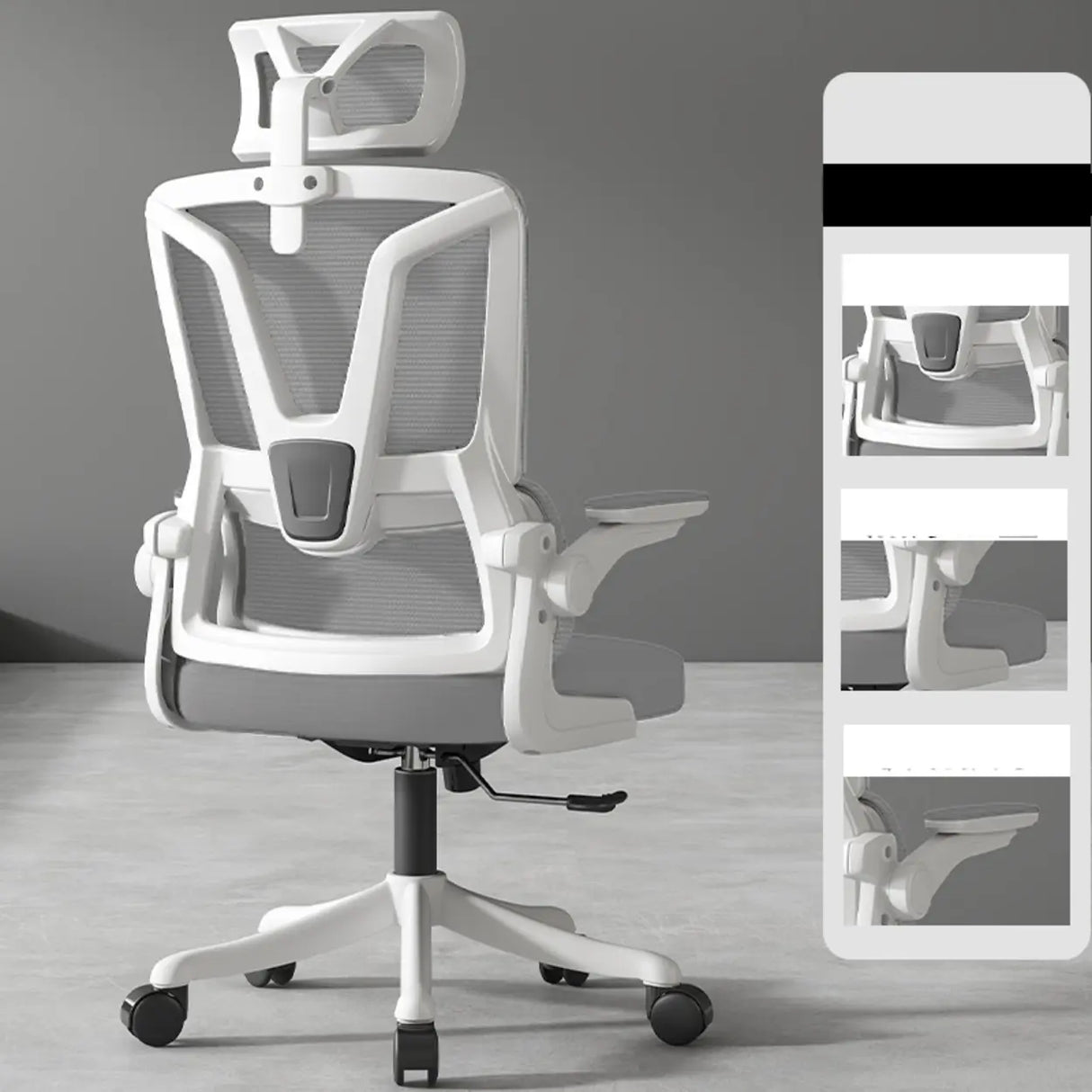 Swivel Ergonomic Mesh Headrest and Armrest Office Chair Image - 7
