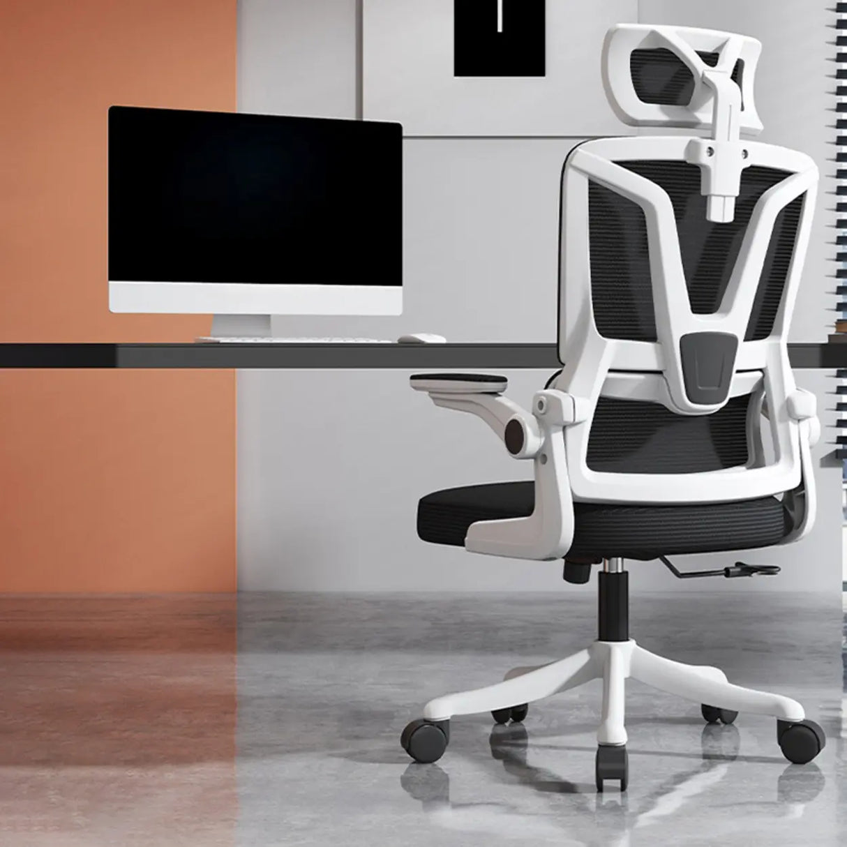 Swivel Ergonomic Mesh Headrest and Armrest Office Chair Image - 8