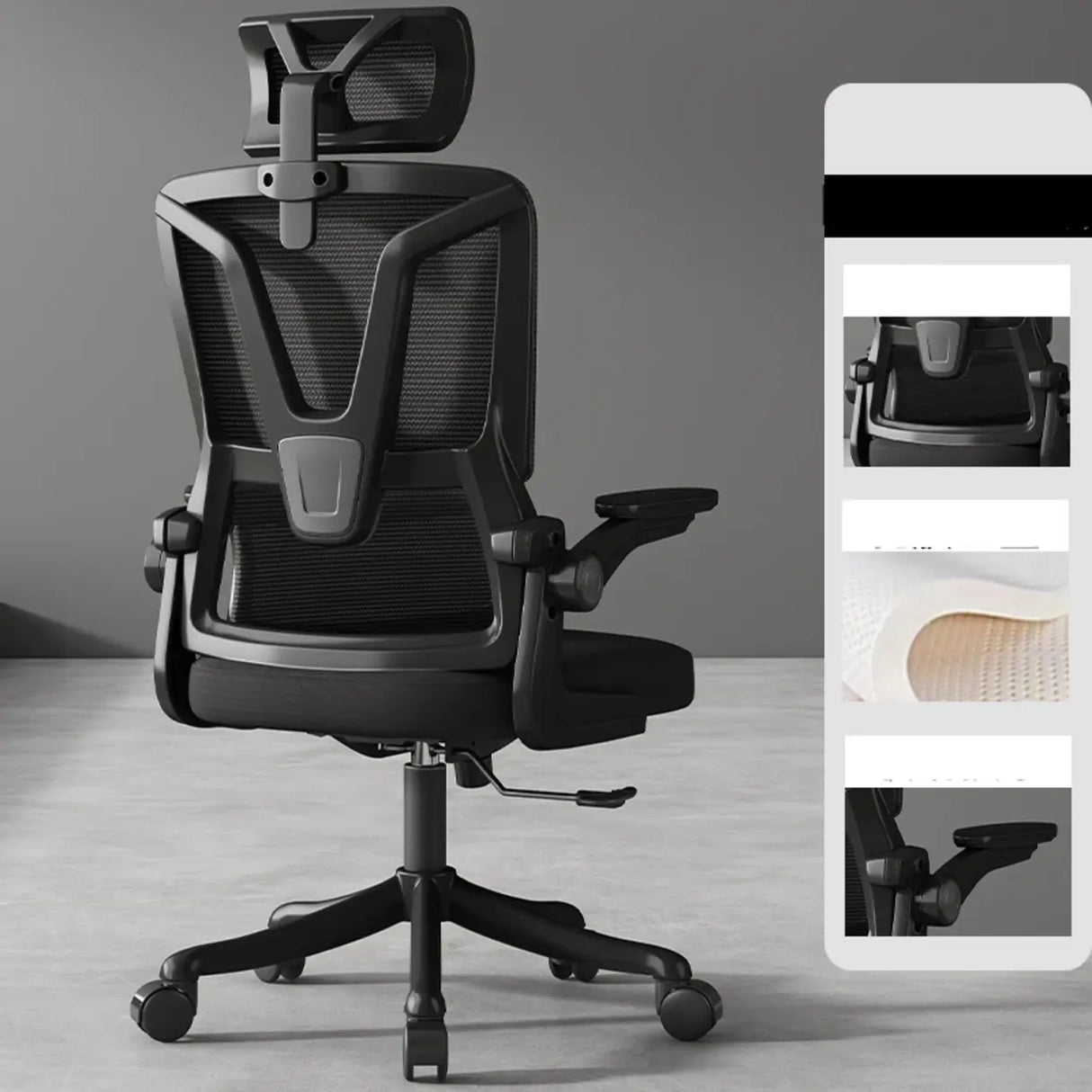Swivel Ergonomic Mesh Headrest and Armrest Office Chair Image - 9