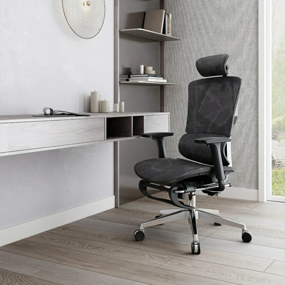 Swivel Ergonomic Mesh Tilt Lock Office Chair with Headrest Image - 1