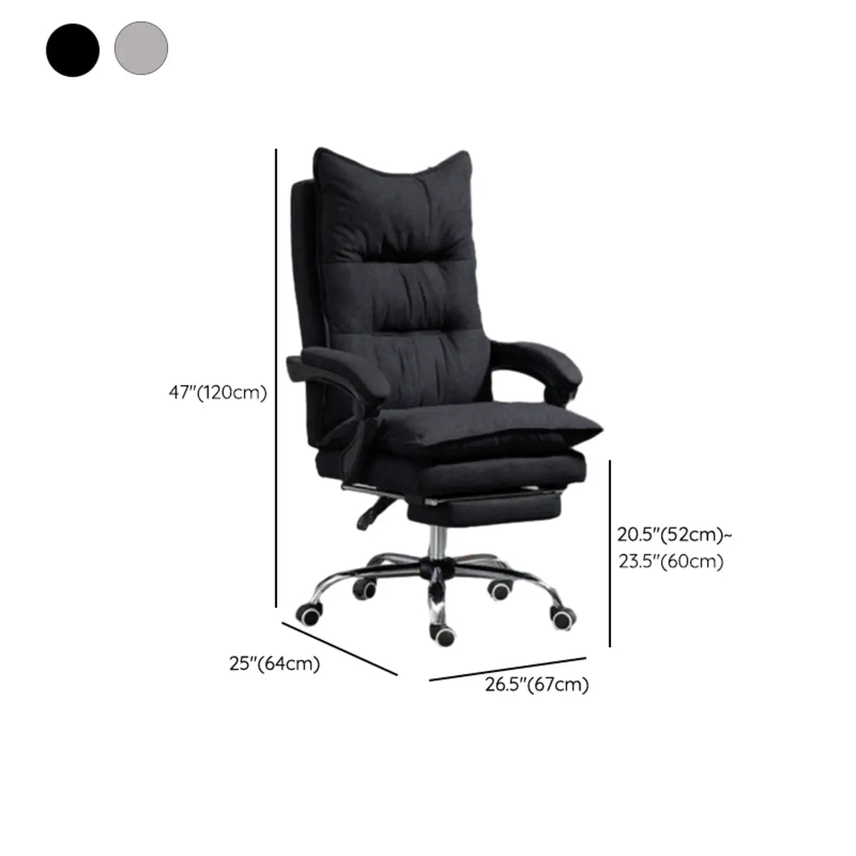 Swivel Ergonomic Reclining Fabric Office Chair with Headrest 
