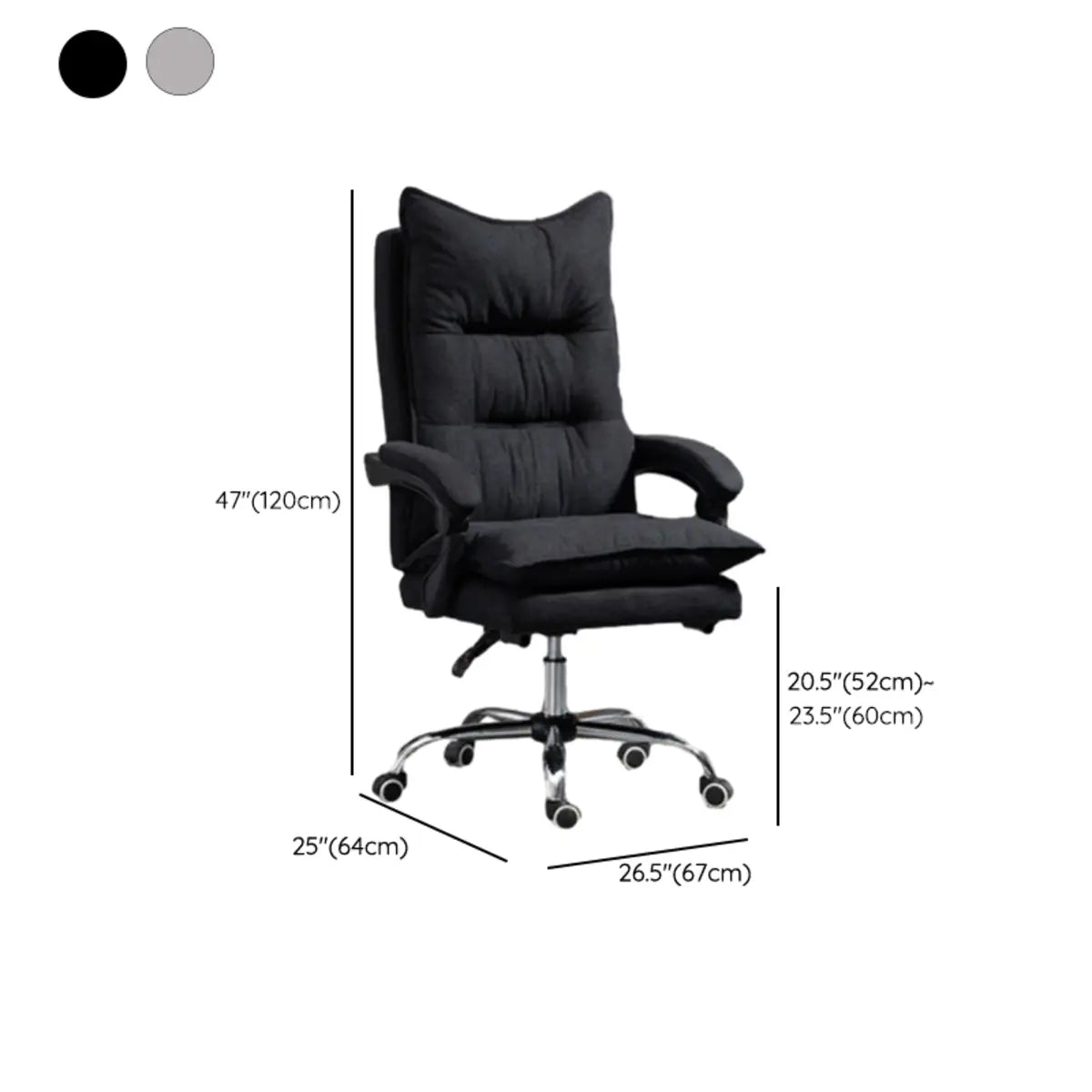 Swivel Ergonomic Reclining Fabric Office Chair with Headrest Image - 11