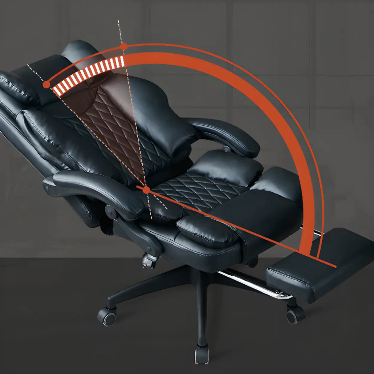 Swivel Executive Reclining Leather Footrest Office Chair Image - 11