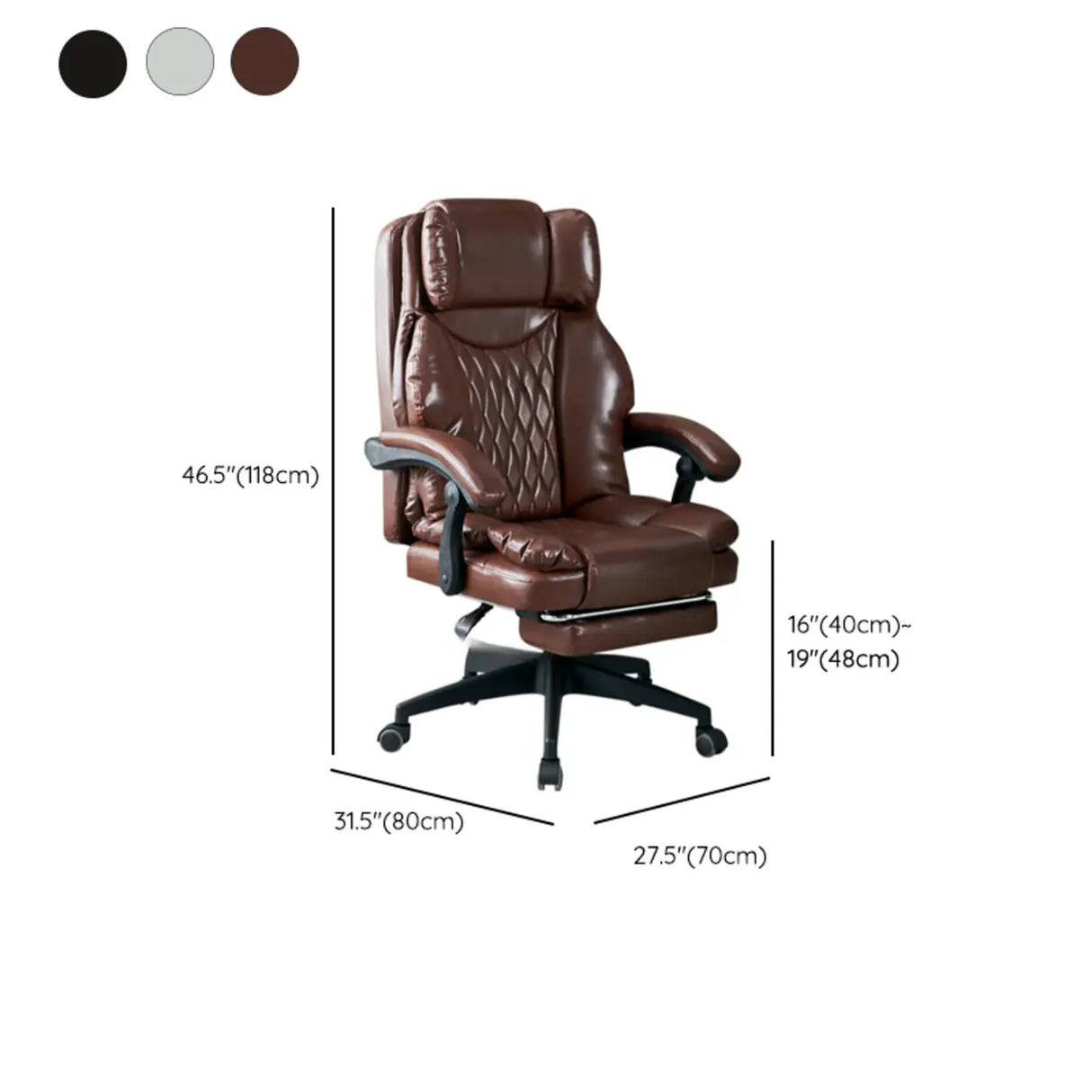 Swivel Executive Reclining Leather Footrest Office Chair 