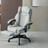 Swivel Executive Reclining Leather Footrest Office Chair Image - 3
