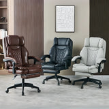 Swivel Executive Reclining Leather Footrest Office Chair Image - 4