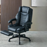 Swivel Executive Reclining Leather Footrest Office Chair Image - 5