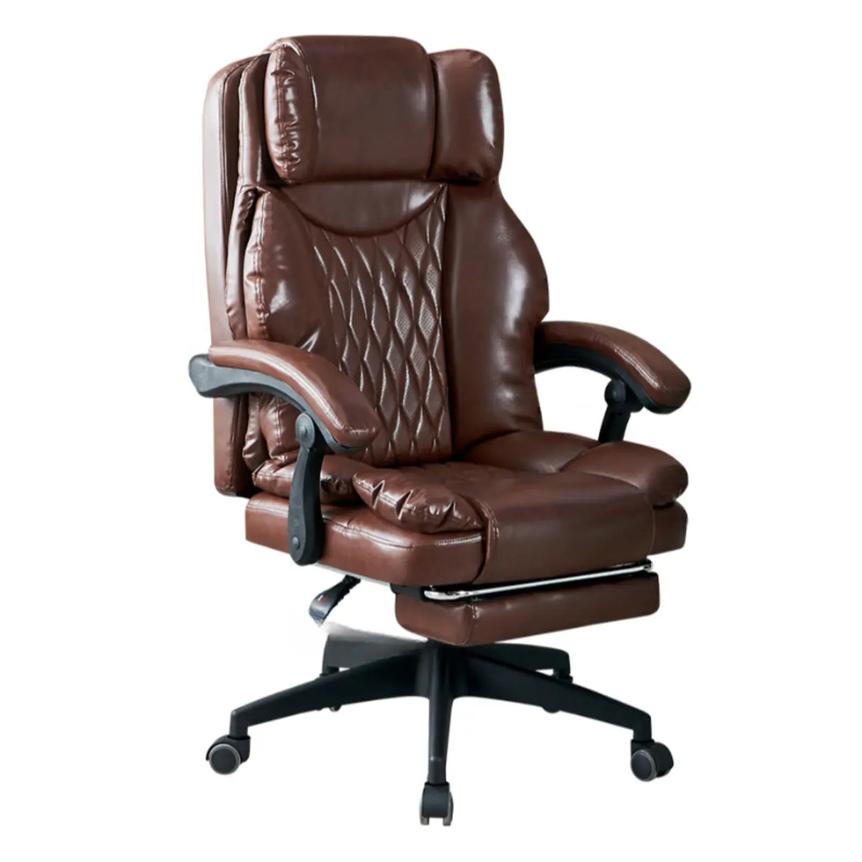 Swivel Executive Reclining Leather Footrest Office Chair Image - 8