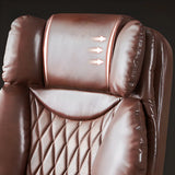 Swivel Executive Reclining Leather Footrest Office Chair Image - 9