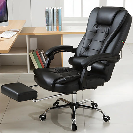 Swivel Executive Reclining Metal Office Chair with Headrest Image - 1
