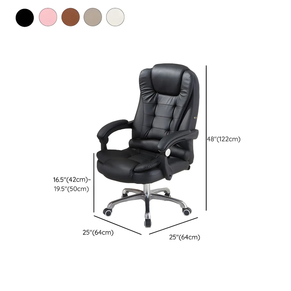 Swivel Executive Reclining Metal Office Chair with Headrest Image - 16