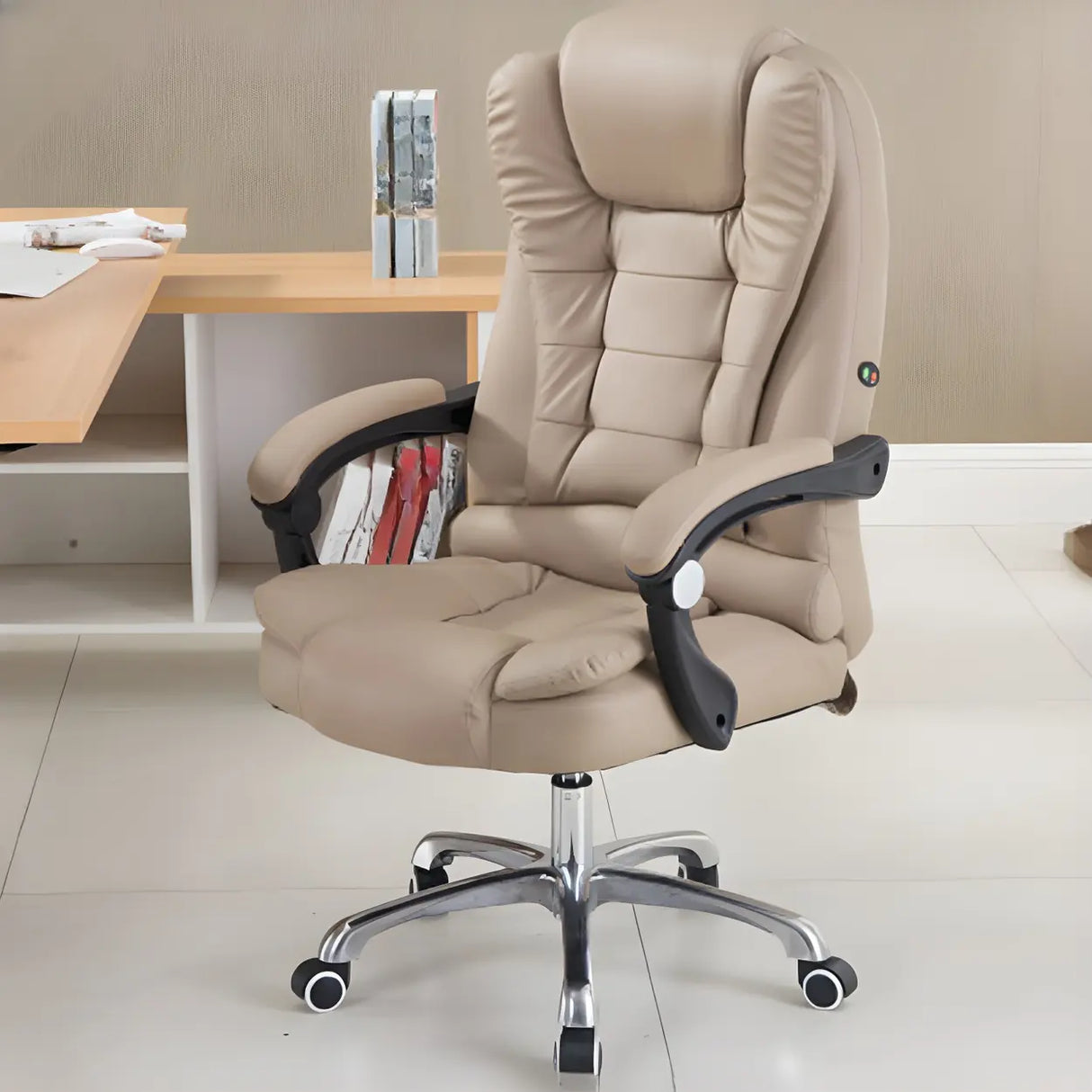 Swivel Executive Reclining Metal Office Chair with Headrest Image - 11