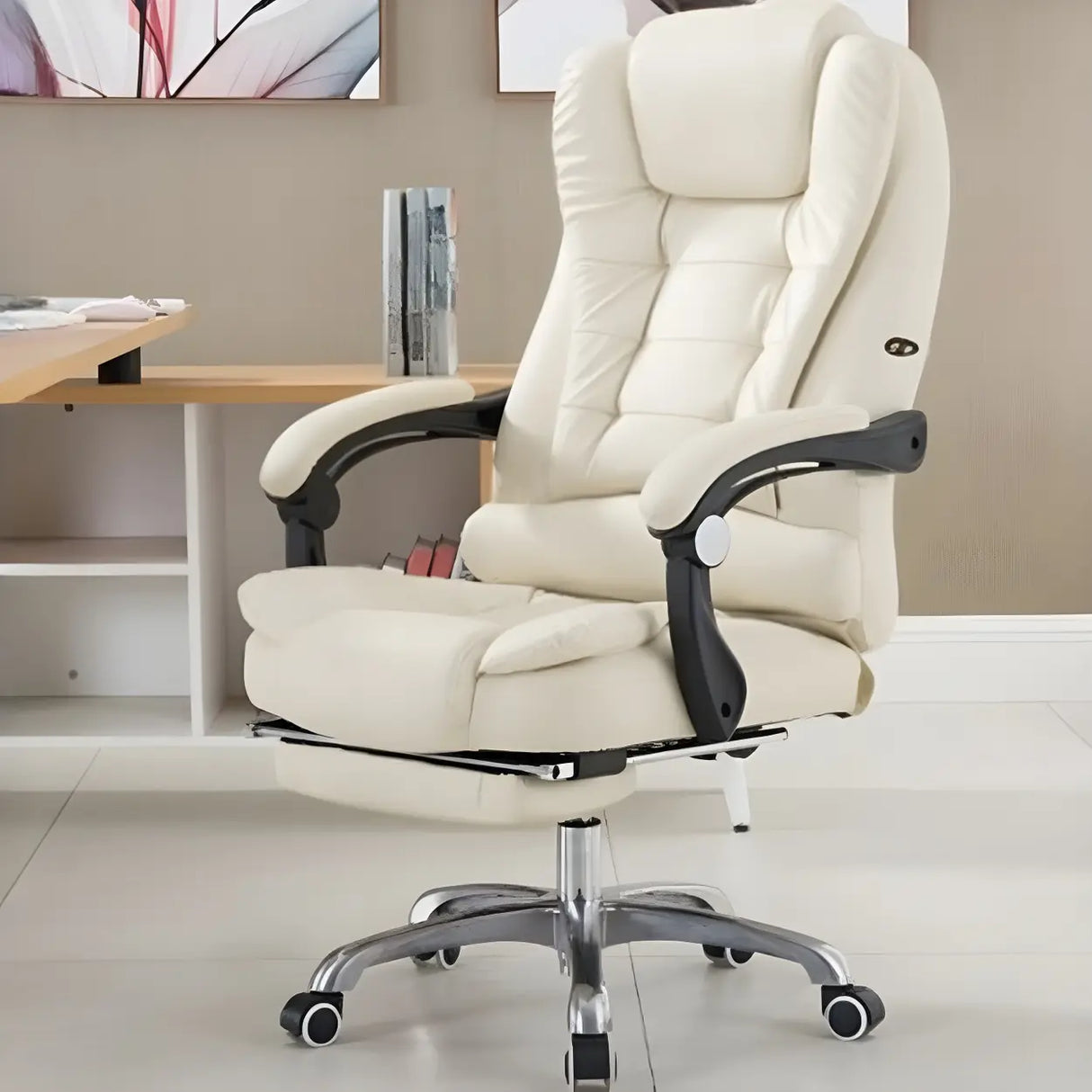 Swivel Executive Reclining Metal Office Chair with Headrest Image - 13