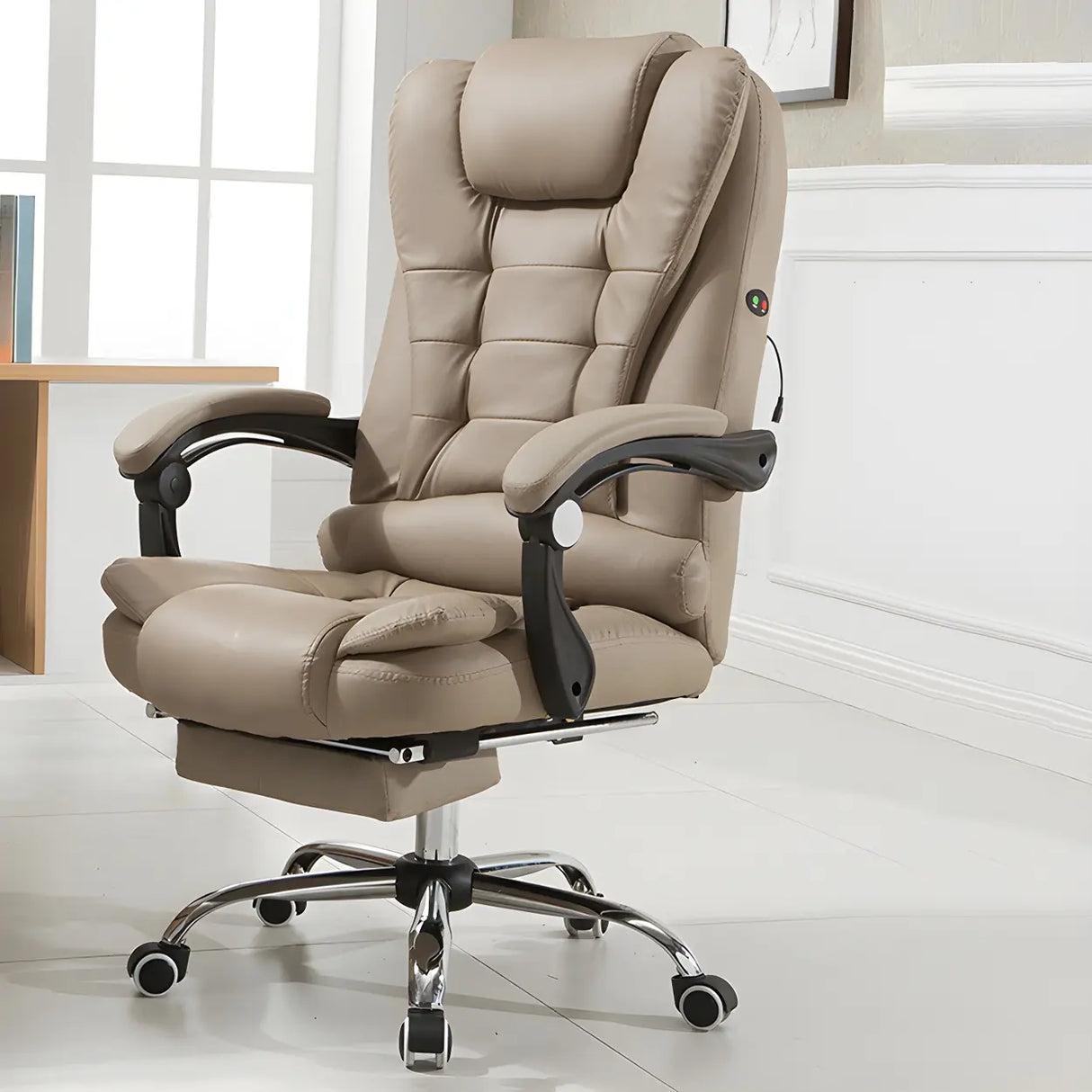 Swivel Executive Reclining Metal Office Chair with Headrest Image - 3